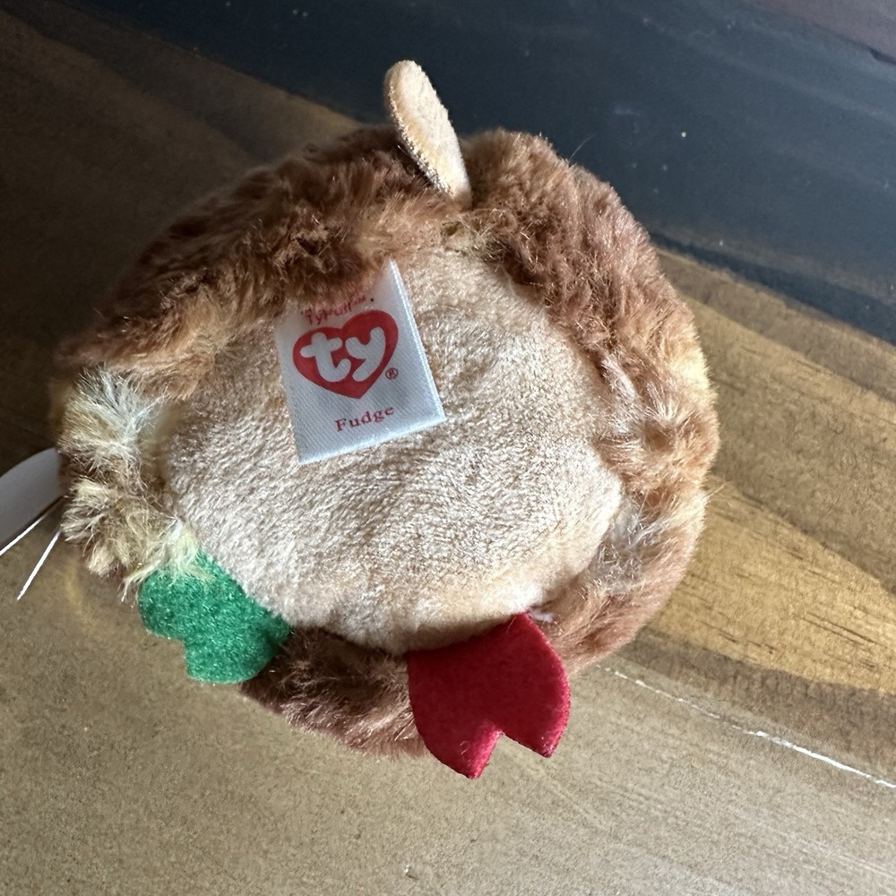 TY Puffies Fudge & Brie Plush Set of 2 Christmas Holiday Puffies With Tags - Picture 7 of 8